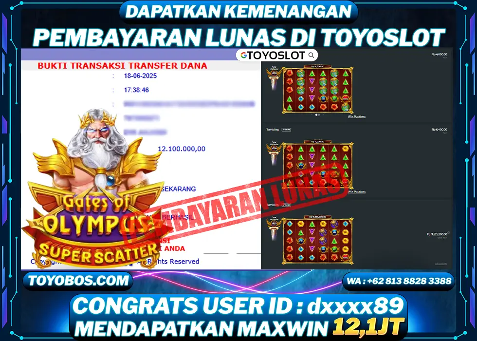 BUKTI KEMENANGAN Gates of Olympus Super Scatter Rp12,100,000- LUNAS